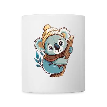Mignon koala avec écharpe et chapeau à pompon. - Mug blanc - blanc - Devant