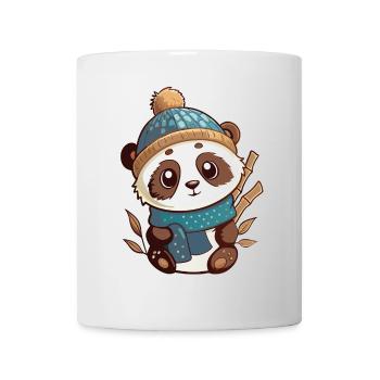 Niedlicher Panda mit Schal und Pudelmütze. - Tasse - Weiß - Vorne