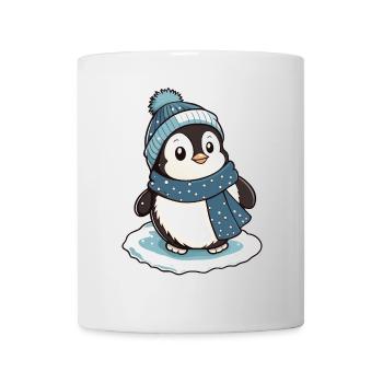Niedlicher Pinguin mit Schal und Pudelmütze. - Tasse - Weiß - Vorne