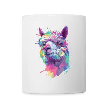 Alpaga Lama Nature animale Zoo Andes Inca Art coloré - Mug blanc - blanc - Devant