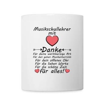 Danke sagen an Musikschullehrer zum Abschied - Tasse - Weiß - Vorne
