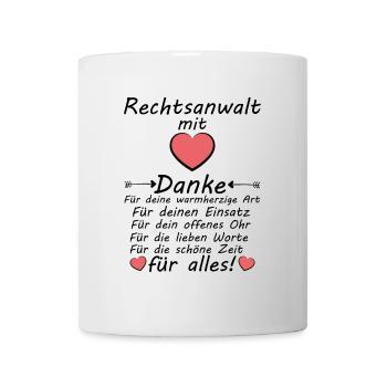 Rechtsanwalt Danke sagen zum Abschiedsgeschenk - Tasse - Weiß - Vorne