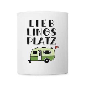 Lieblingsplatz Wohnwagen - Tasse - Weiß - Vorne