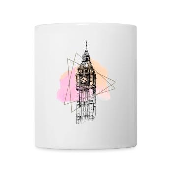 London Big Ben England Line Art Abstrakt Kunst - Tasse - Weiß - Vorne
