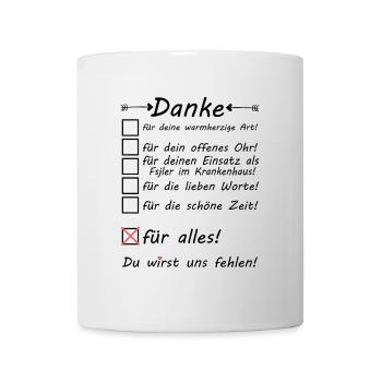 FSJ Abschiedsgeschenk Krankenhaus Fsjler Danke - Tasse - Weiß - Vorne
