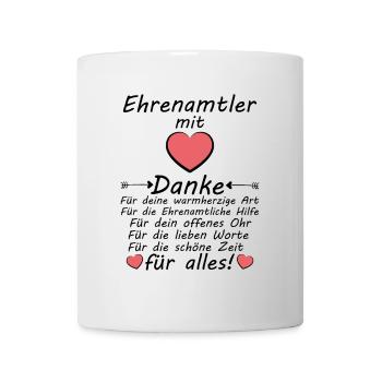 Danke an Ehrenamtler Ehrenamt Mitarbeiter Helfer - Tasse - Weiß - Vorne