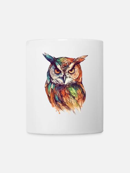 Eule Uhu Vogel Nachtvogel Tier Nacht Mond Natur - Tasse - Weiß