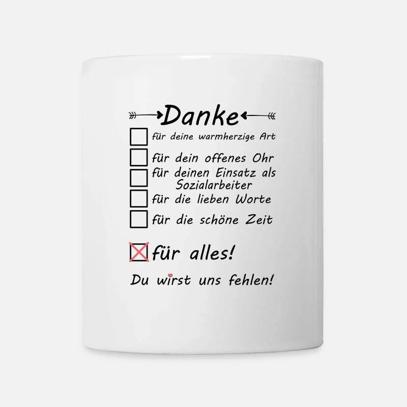 Sozialarbeiter Abschiedsgeschenk Danke Abschied - Tasse - Weiß