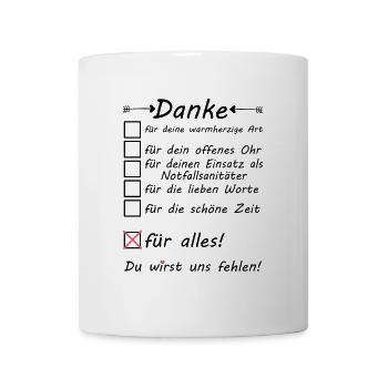 Notfallsanitäter zum Abschied für Kollege - Tasse - Weiß - Vorne