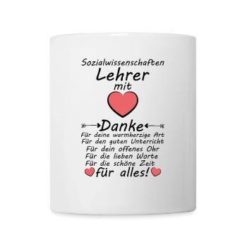 Sozialwissenschaften Lehrer Danke zum Abschied - Tasse - Weiß - Vorne