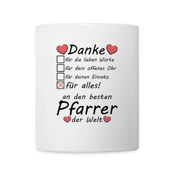 Katholischer Pfarrer Danke sagen zum Abschied - Tasse - Weiß - Vorne