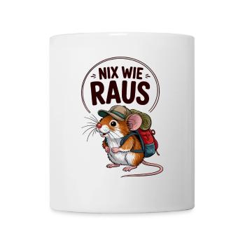 Nix wie raus - in die Natur - Wandern mit Maus - Tasse - Weiß - Vorne