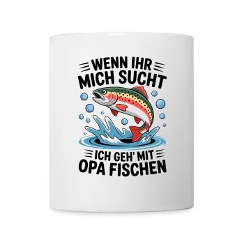 Angeln mit Opa mit springender Forelle - Tasse - Weiß - Vorne
