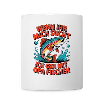 Angeln mit Opa mit springender Forelle - Tasse - Weiß - Vorne