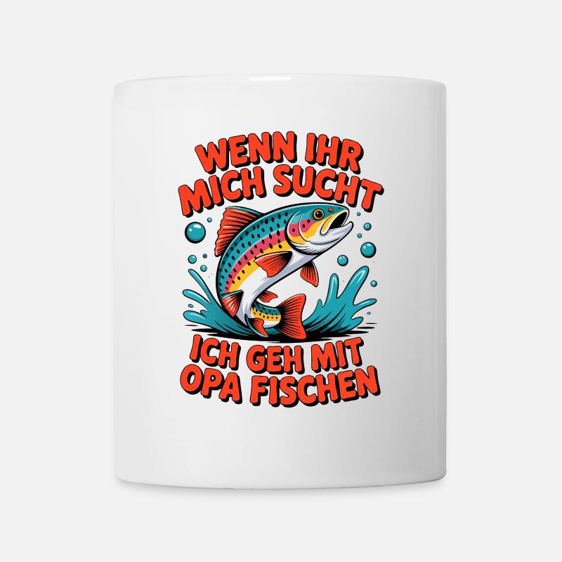 Angeln mit Opa mit springender Forelle - Tasse - Weiß
