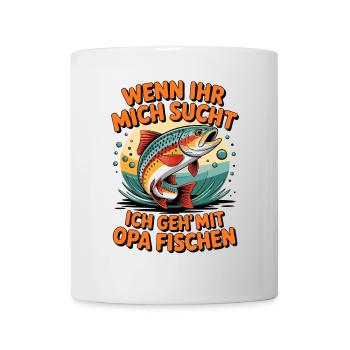 Angeln mit Opa mit springender Forelle - Tasse - Weiß - Vorne