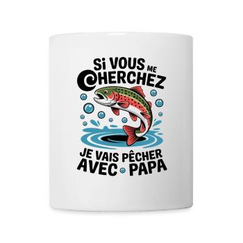 Je vais à la pêche avec papa - truite sautante - Mug blanc - blanc - Devant