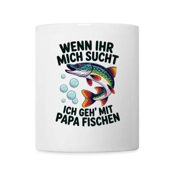 Ich gehe mit Papa angeln fischen springender Hecht - Tasse - Weiß - Vorne