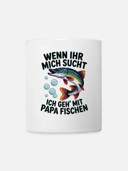 Ich gehe mit Papa angeln fischen springender Hecht - Tasse - Weiß