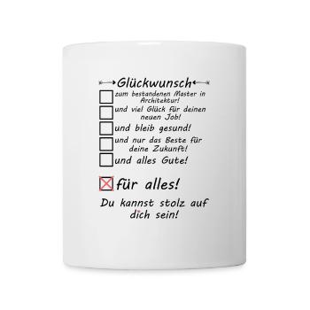 Master Architektur Glückwünsche Studium bestanden - Tasse - Weiß - Vorne