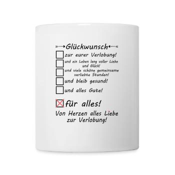 Verlobung Herzlichen Glückwunsch Paar gratulieren - Tasse - Weiß - Vorne