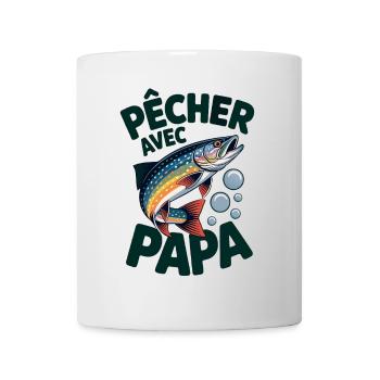 Pêcher avec papa, c'est le top. Une truite qui sau - Mug blanc - blanc - Devant