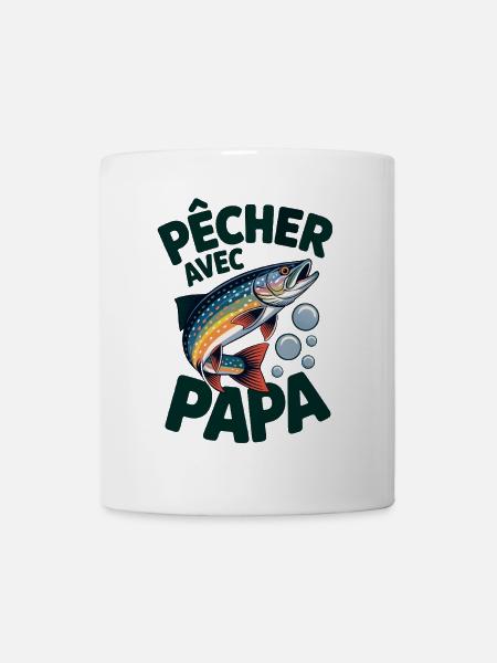 Pêcher avec papa, c'est le top. Une truite qui sau - Mug blanc - blanc