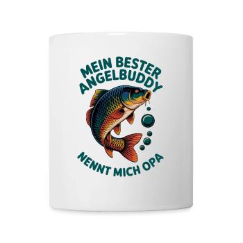 Angeln mit den Enkeln Angel Opa Angelbuddy - Tasse - Weiß - Vorne