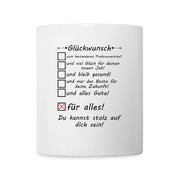 Herzlichen Glückwünsch zum Professorentitel - Tasse - Weiß - Vorne