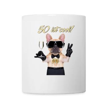 FUN - Geburtstag Hund Bulldog cool 50 Geschenk - - Tasse - Weiß - Vorne