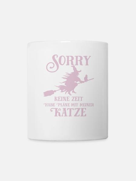 Katze Pläne Hexe - Tasse - Weiß