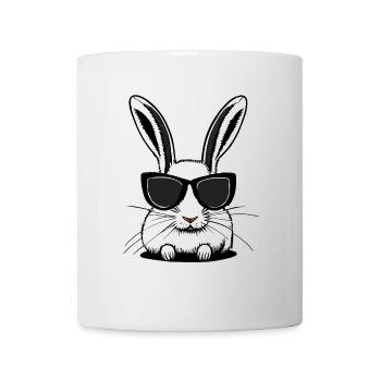 Weißer Hase mit Sonnenbrille - Tasse - Weiß - Vorne