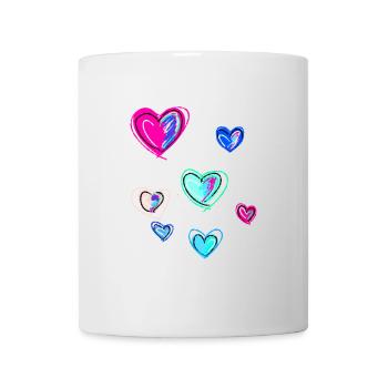 Hearts, sketch, drawing, heart, colorful hearts - Mug - white - Front