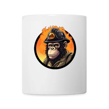 Chimpanzé Pompier / Pompier Chimpanzé - Mug blanc - blanc - Devant