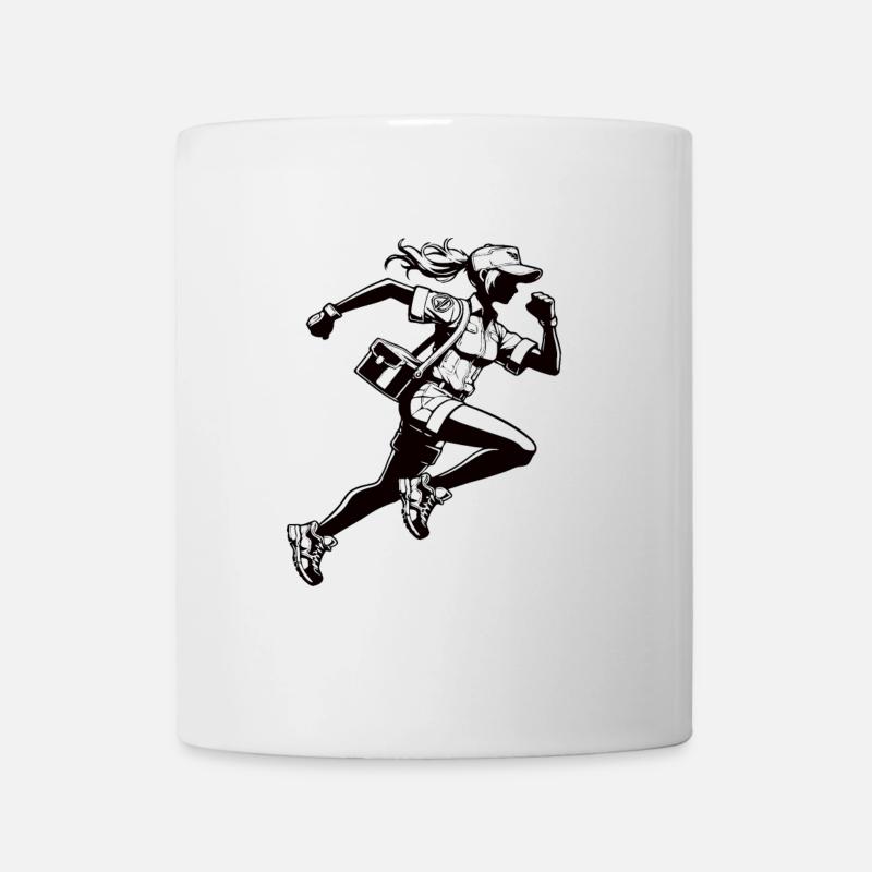Dynamische Briefträgerin - Design für junge Postzu - Tasse - Weiß