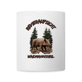 Jäger-Waidmannsheil Revieraufsicht-Wildschwein - Mug blanc - blanc - Devant