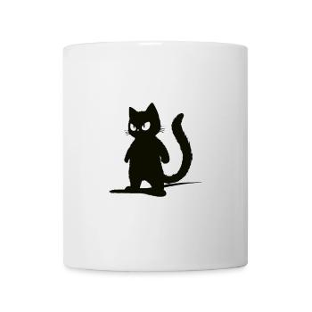 Schwarzer Kater - Silhouetten-Design - Tasse - Weiß - Vorne