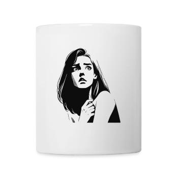 Fear expressive design with anxious woman - Mug - white - Front
