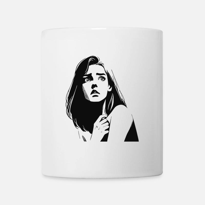 Fear expressive design with anxious woman - Mug - white