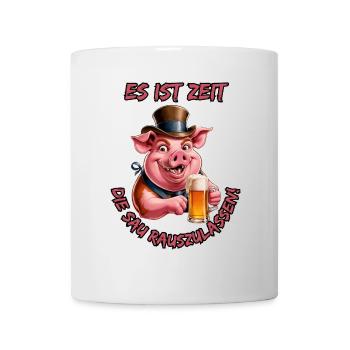 Es ist Zeit die Sau Rauszulassen!-Coole Party Sau - Tasse - Weiß - Vorne