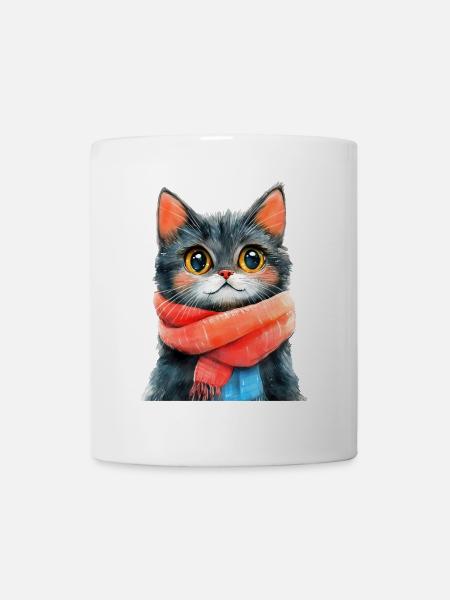 Winter-Katze - Tasse - Weiß