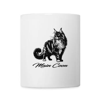 Maine Coon Katze, Majestätisch, sanft und imposant - Tasse - Weiß - Vorne