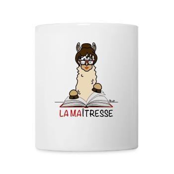 Lama La maîtresse d'école, cadeau - Mug blanc - blanc - Devant