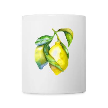 Citron frais aquarelle - Mug blanc - blanc - Devant