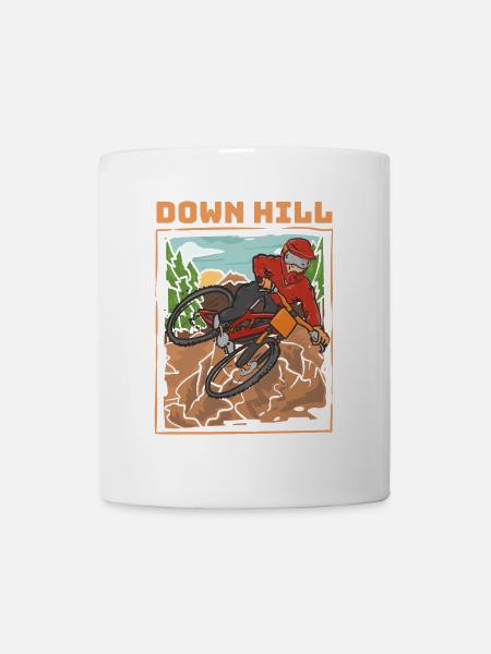 downhill vintage style downhill rider jumping - Mug - white