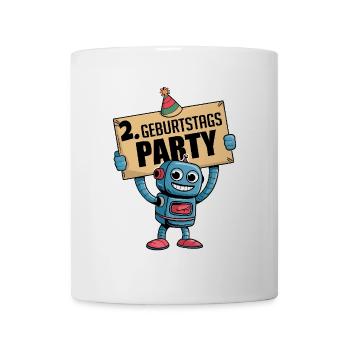 Ich bin 2 Jahre zweiter Geburtstag mit Roboter - Tasse - Weiß - Vorne