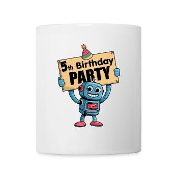 I'm five years of fifth birthday with robots. - Mug - white - Front