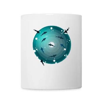 Underwater shark swarm danger for divers - Mug - white - Front