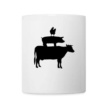 Kuh, Schwein und Huhn - Tasse - Weiß - Vorne