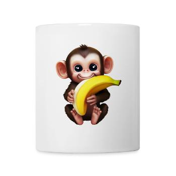 Schimpanse mit Banane - Affenliebhaber-Design - Tasse - Weiß - Vorne